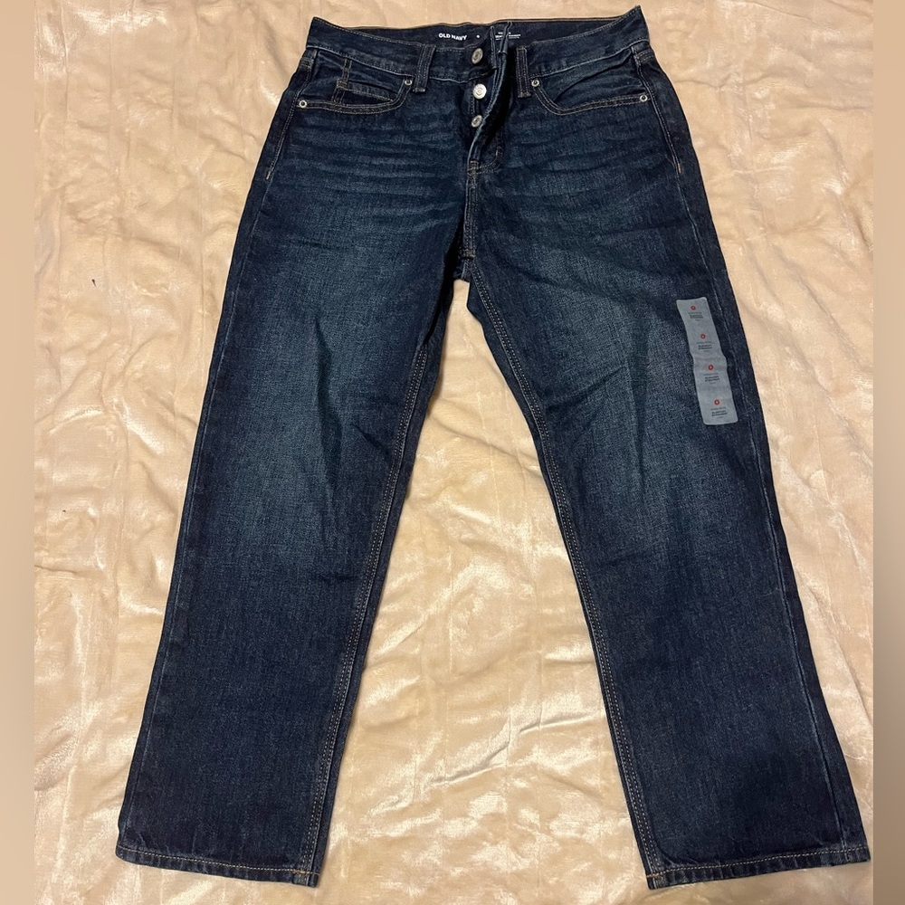 Old Navy High Rise Slouchy Straight Crop Denim
